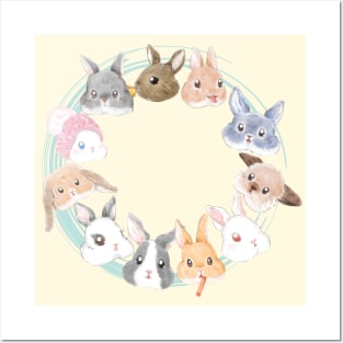 Circle Pastel Bunny Posters and Art